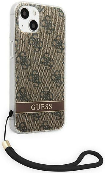 Guess Apple iPhone 14 Hoesje Case Brown 4G Print | GSMpunt.nl