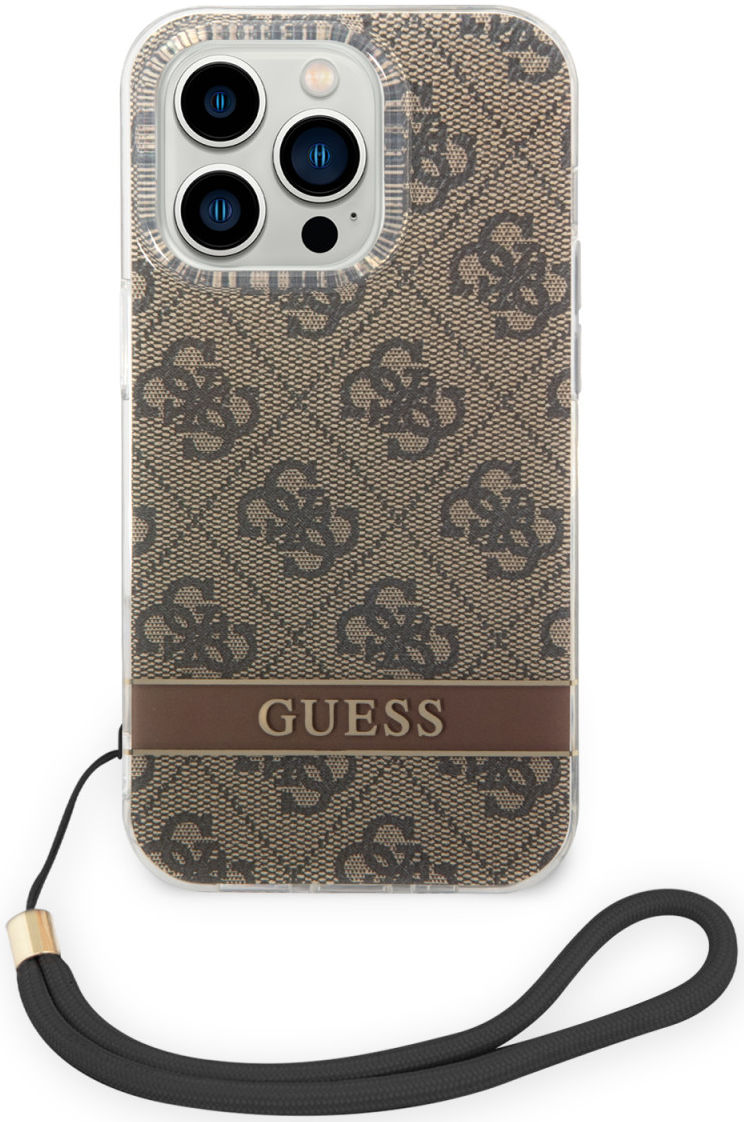 Guess Apple iPhone 14 Pro Max Hoesje Hard Case Brown 4G Print afbeelding 2