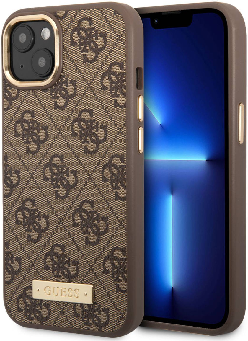 Guess Apple iPhone 14 Plus Hoesje MagSafe Hard Case 4G Logo Plate GSMpunt.nl