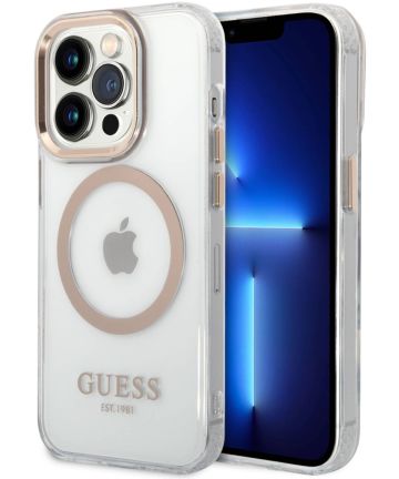 Guess Apple iPhone 14 Pro Hoesje MagSafe Hard Case Metal Outline Hoesjes