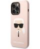 Karl Lagerfeld Apple iPhone 14 Pro Hoesje Siliconen Roze Karl Head