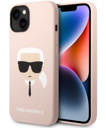 Karl Lagerfeld Apple iPhone 14 Plus Hoesje Siliconen Roze Karl Head