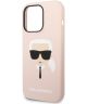 Karl Lagerfeld Apple iPhone 14 Pro Max Hoesje Siliconen Roze Karl Head