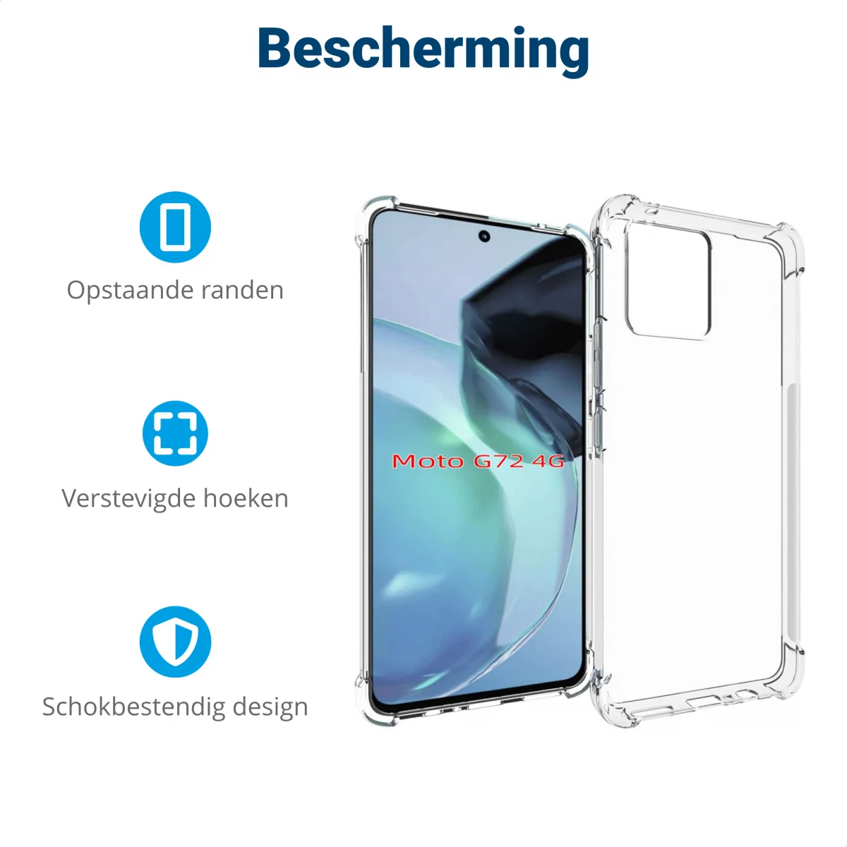 Motorola Moto G72 Hoesje Schokbestendig en Dun TPU Transparant afbeelding 4
