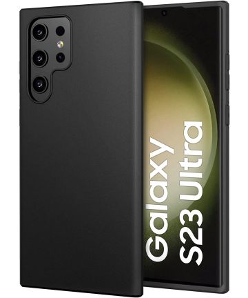 Samsung Galaxy S23 Ultra Hoesje Dun TPU Matte Back Cover Zwart Hoesjes