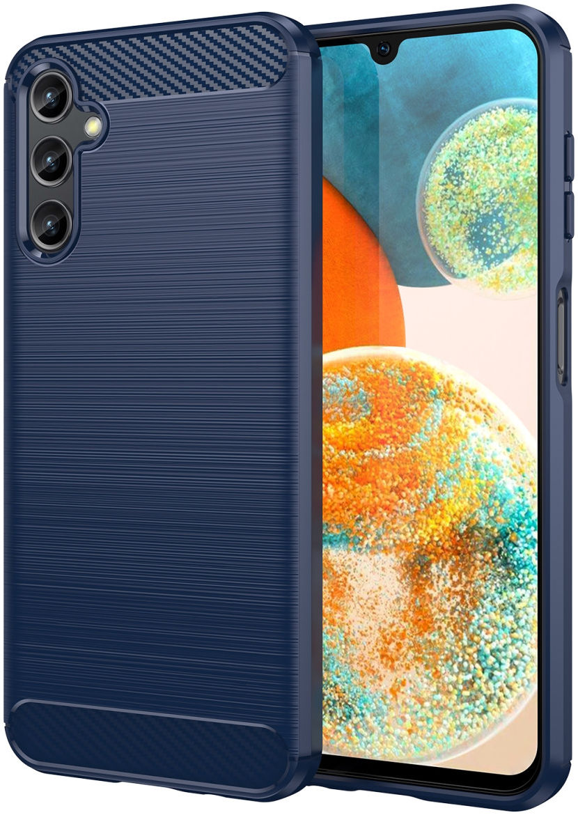 Samsung Galaxy A14 Hoesje Geborsteld TPU Flexibele Back Cover Blauw afbeelding 1