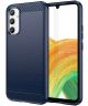 Samsung Galaxy A34 Hoesje Geborsteld TPU Flexibele Back Cover Blauw