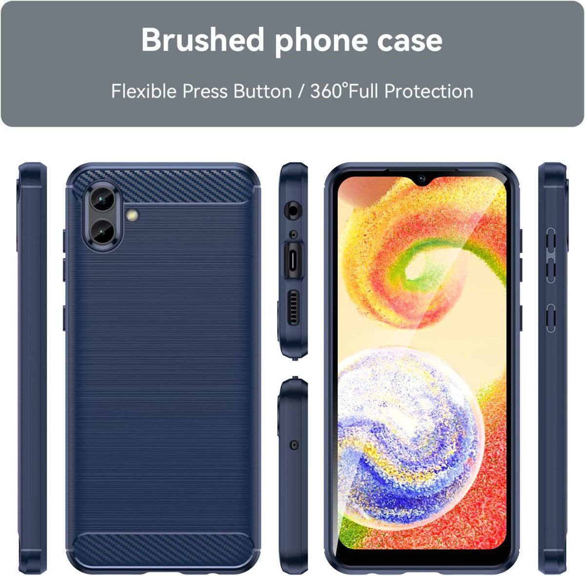 Samsung Galaxy A04 Hoesje Geborsteld TPU Flexibele Back Cover Blauw afbeelding 9