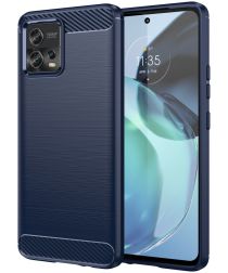 Motorola Moto G72 Hoesje Geborsteld TPU Flexibele Back Cover Blauw