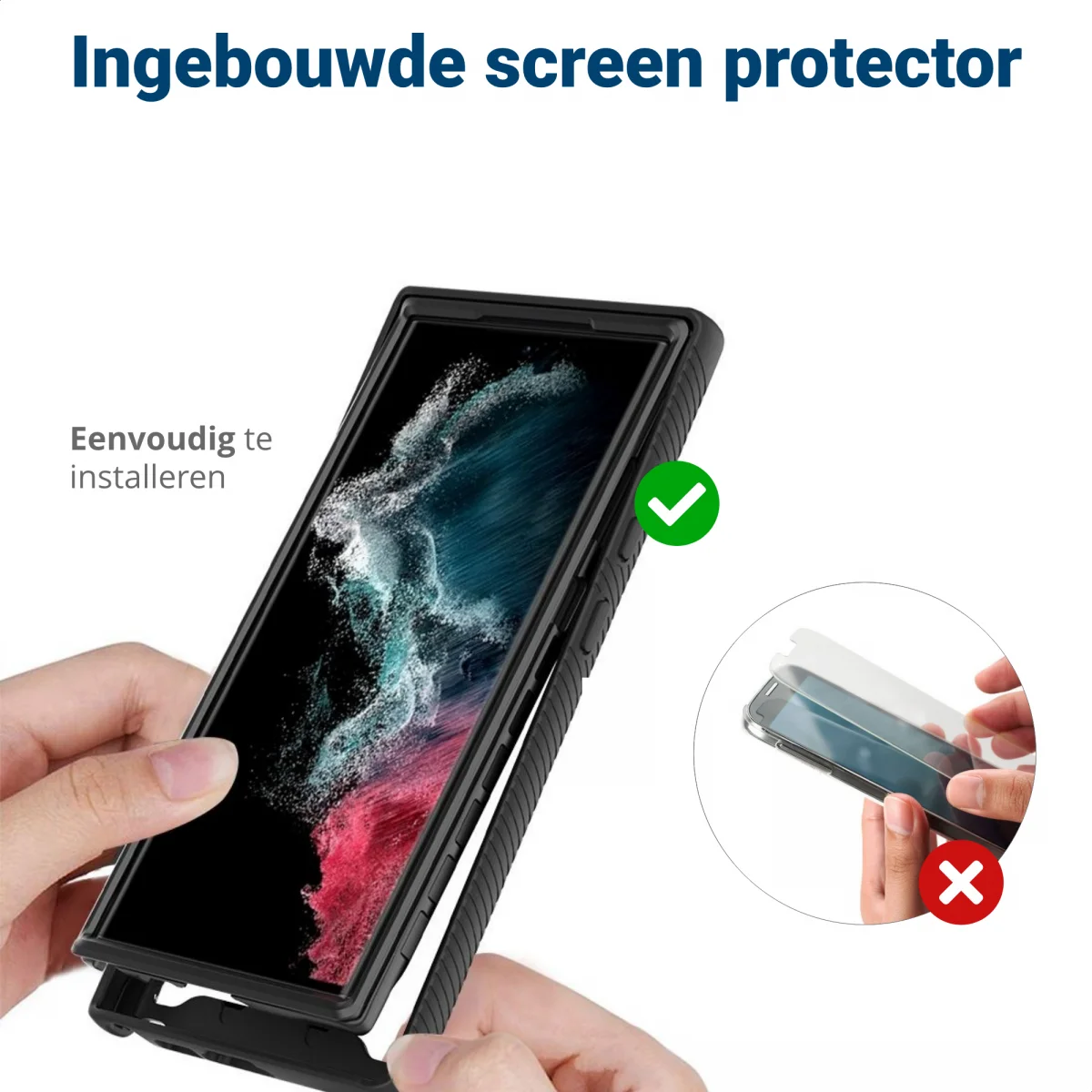 Samsung Galaxy S23 Ultra Hoesje Full Protect 360° Cover Hybride Blauw afbeelding 7