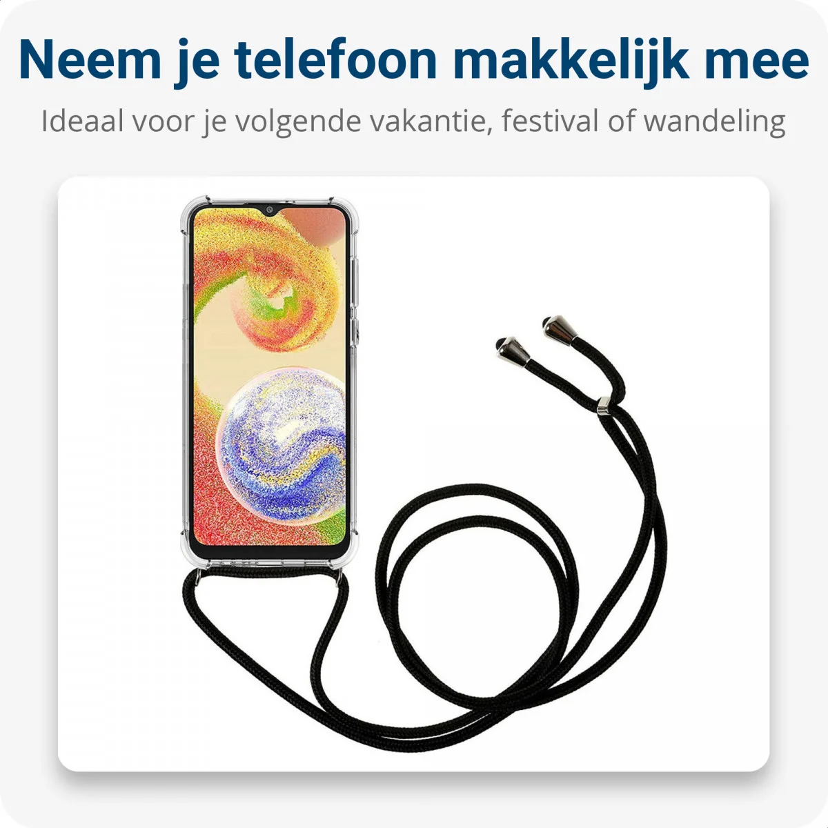 Samsung Galaxy A04 Hoesje met Koord Schokbestendig TPU Transparant afbeelding 3