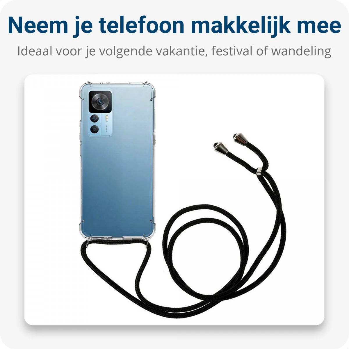 Xiaomi 12T / 12T Pro Hoesje met Koord Schokbestendig TPU Transparant afbeelding 3