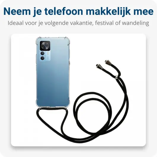 Xiaomi 12T / 12T Pro Hoesje met Koord Schokbestendig TPU Transparant afbeelding 3