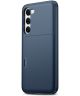 Samsung Galaxy S23 Hoesje met Slider Kaarthouder Back Cover Blauw