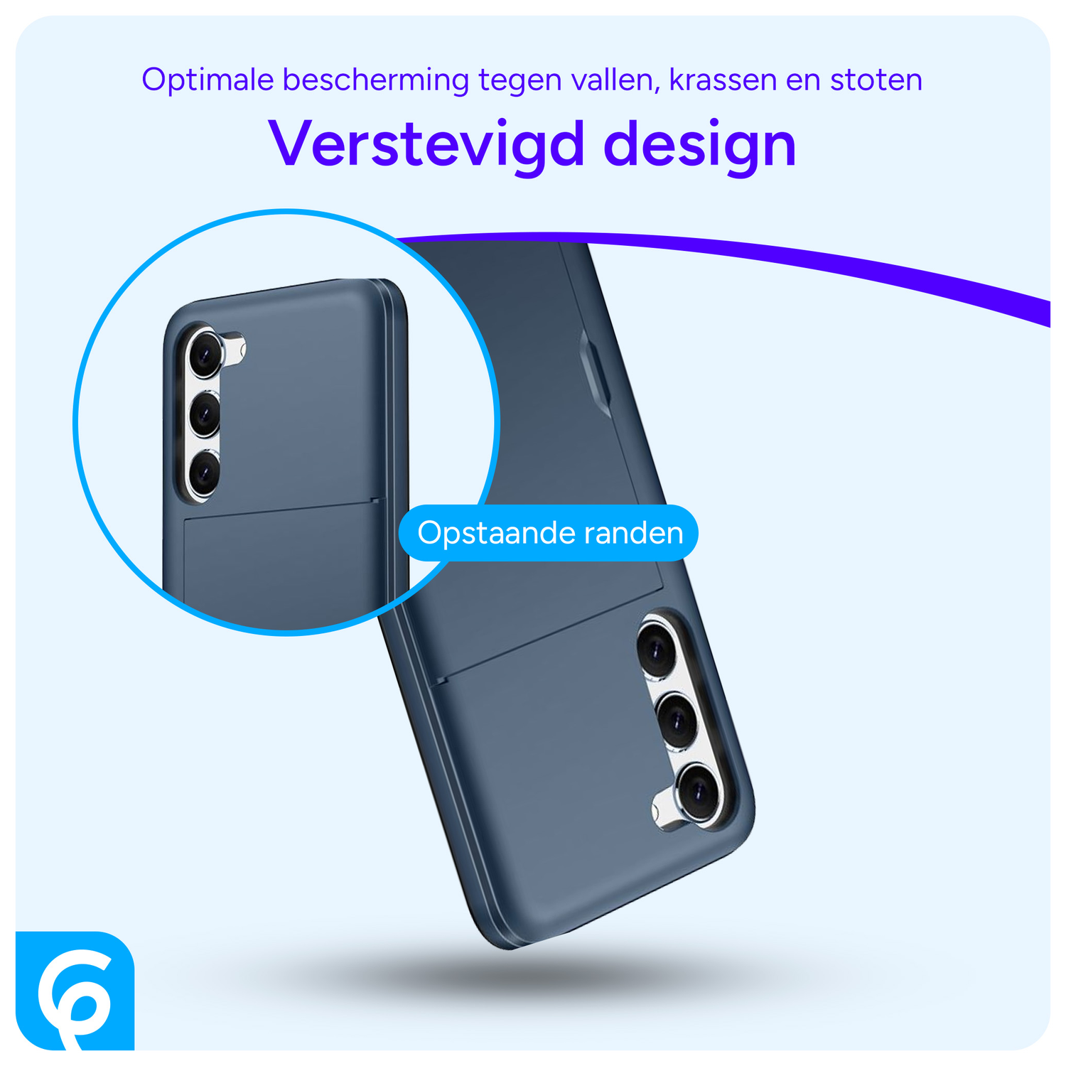 Samsung Galaxy S23 Hoesje met Slider Kaarthouder Back Cover Blauw afbeelding 2