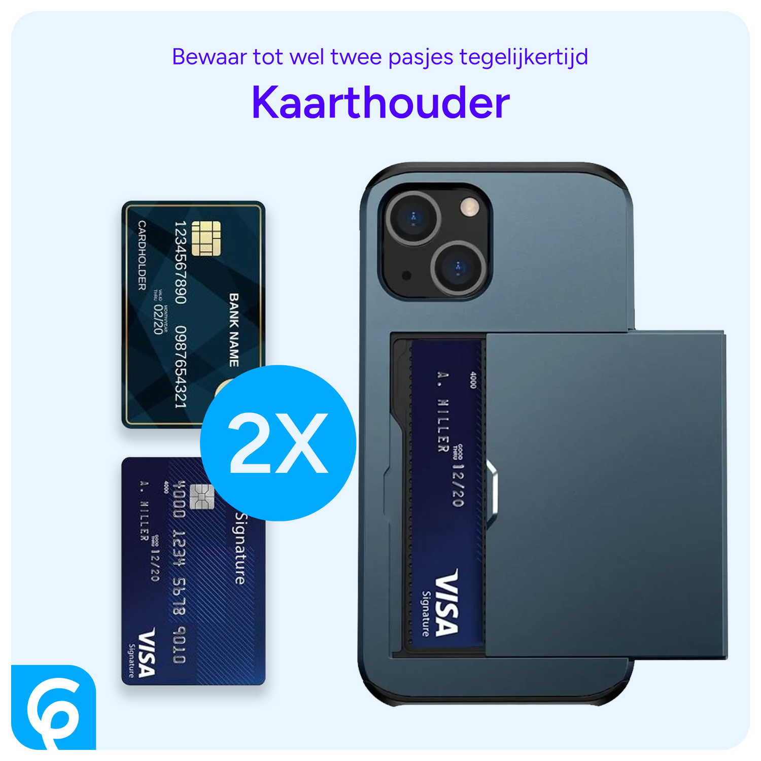 Samsung Galaxy S23 Hoesje met Slider Kaarthouder Back Cover Blauw afbeelding 8