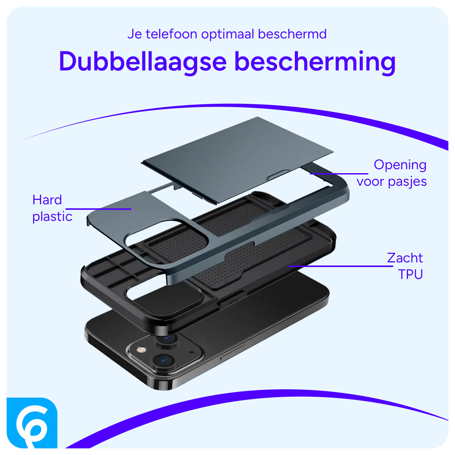 Samsung Galaxy S23 Hoesje met Slider Kaarthouder Back Cover Blauw afbeelding 9