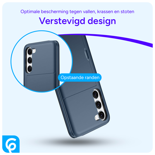 Samsung Galaxy S23 Hoesje met Slider Kaarthouder Back Cover Blauw afbeelding 2