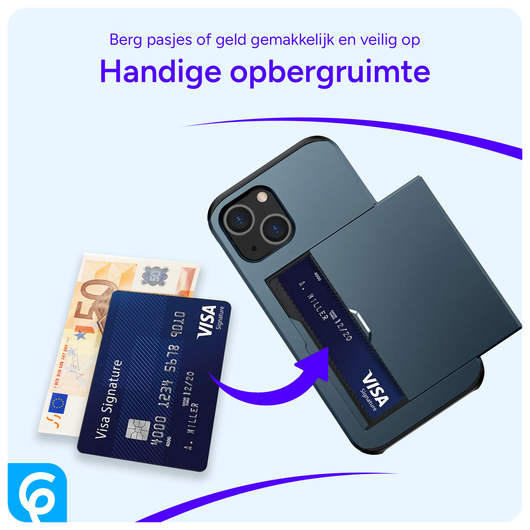 Samsung Galaxy S23 Hoesje met Slider Kaarthouder Back Cover Blauw afbeelding 5