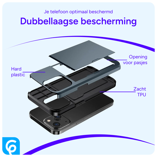Samsung Galaxy S23 Hoesje met Slider Kaarthouder Back Cover Blauw afbeelding 9