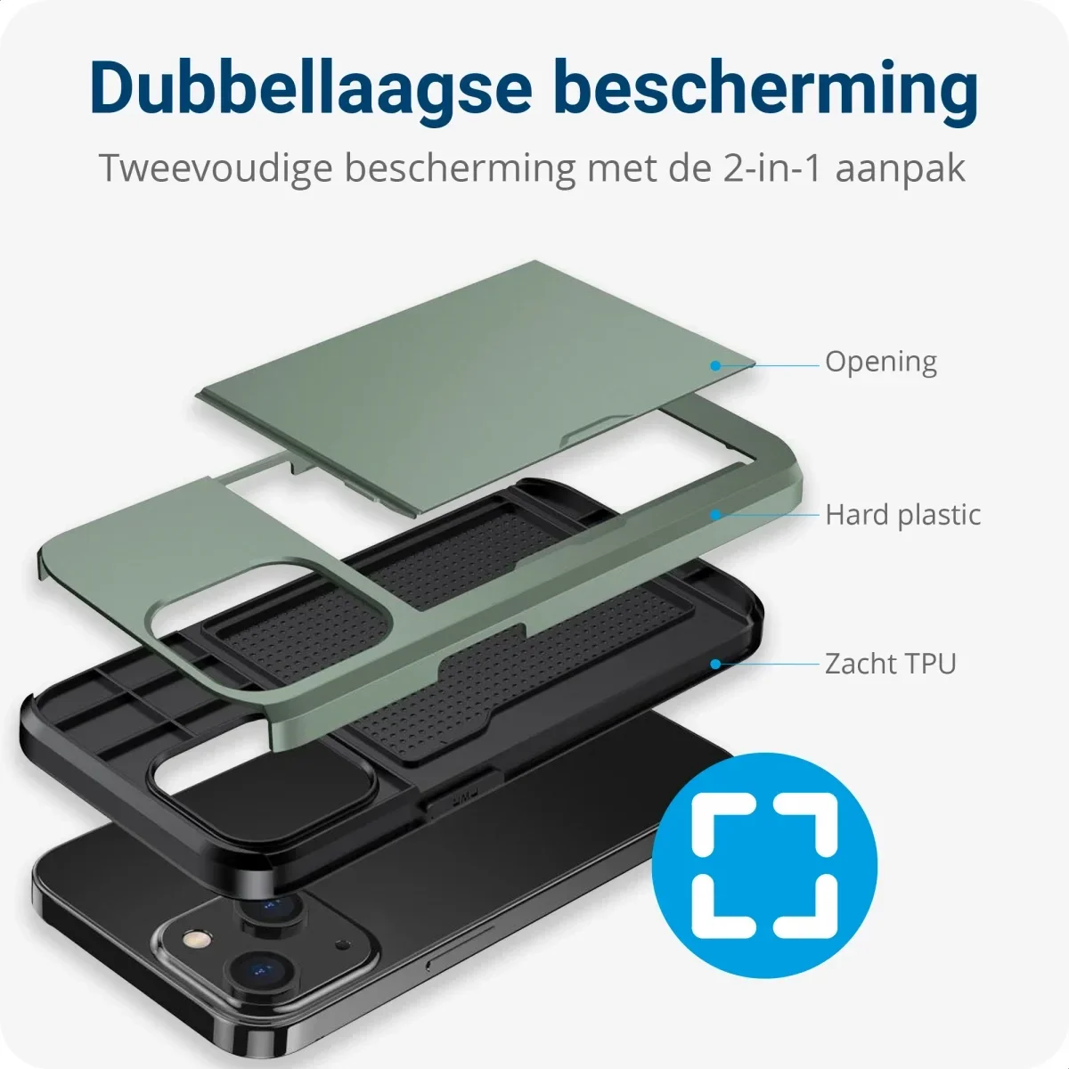 Samsung Galaxy S23 Hoesje met Slider Kaarthouder Back Cover Groen afbeelding 4