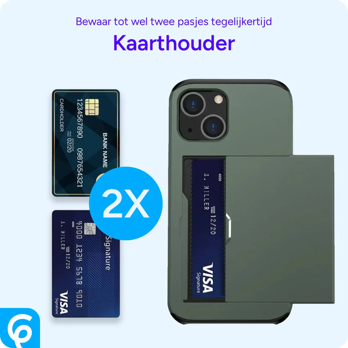 Samsung Galaxy S23 Hoesje met Slider Kaarthouder Back Cover Groen afbeelding 8