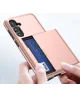 Samsung Galaxy S23 Hoesje met Slider Kaarthouder Back Cover Roze Goud