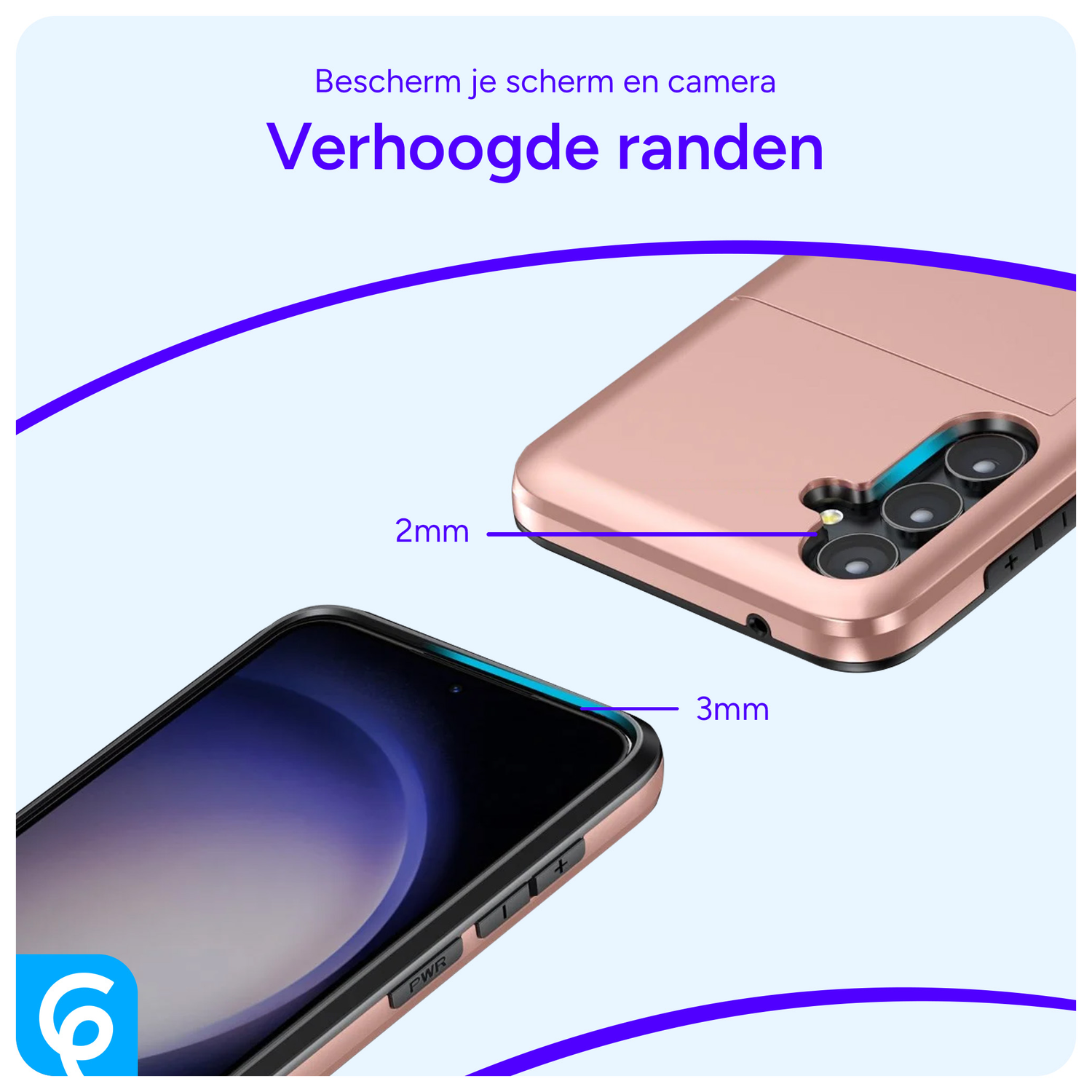 Samsung Galaxy S23 Hoesje met Slider Kaarthouder Back Cover Roze Goud afbeelding 5