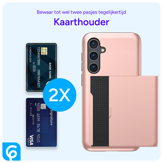 Samsung Galaxy S23 Hoesje met Slider Kaarthouder Back Cover Roze Goud afbeelding 8