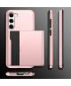 Samsung Galaxy S23 Plus Hoesje Slider Kaarthouder Back Cover Roze Goud