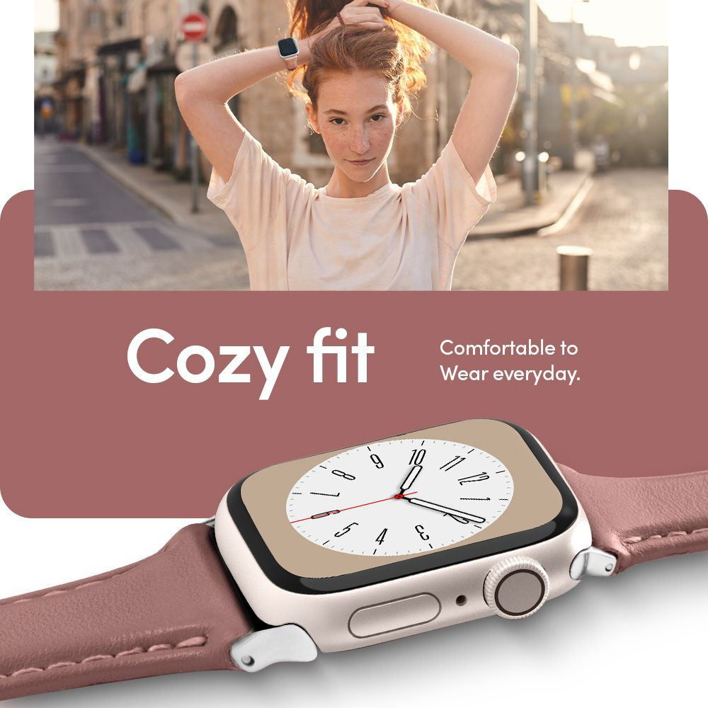 Spigen Cyrill Kajuk Apple Watch 4-10/SE 40/41/42MM Bandje Echt Leer Roze afbeelding 11