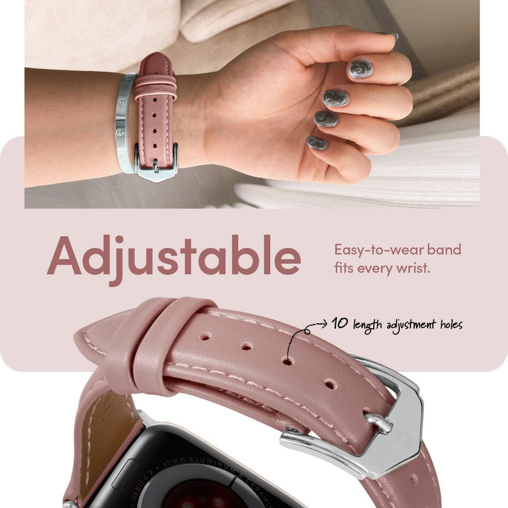 Spigen Cyrill Kajuk Apple Watch 4-10/SE 40/41/42MM Bandje Echt Leer Roze afbeelding 12