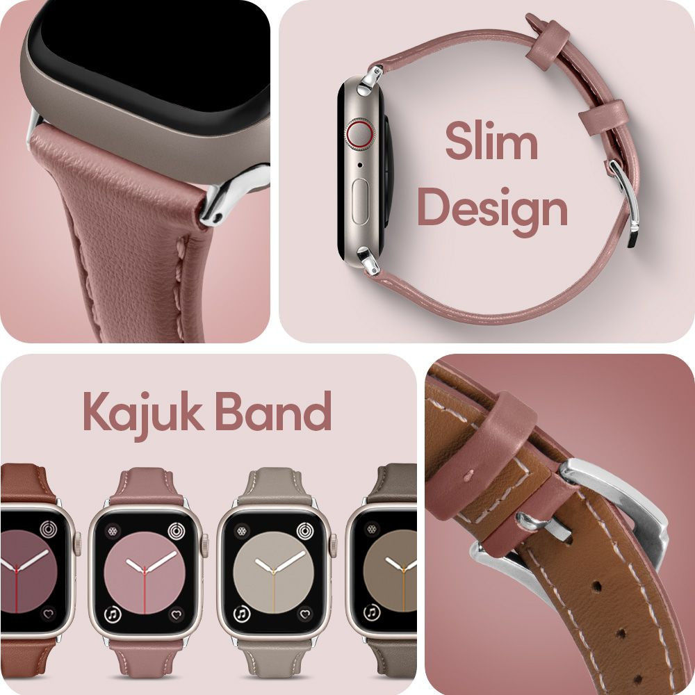 Spigen Cyrill Kajuk Apple Watch 4-10/SE 40/41/42MM Bandje Echt Leer Roze afbeelding 13