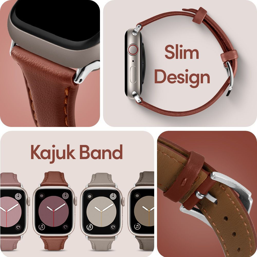 Spigen Cyrill Apple Watch Bandje - 4-10/SE - 38/40/41/42MM - Echt Leer Bruin afbeelding 13