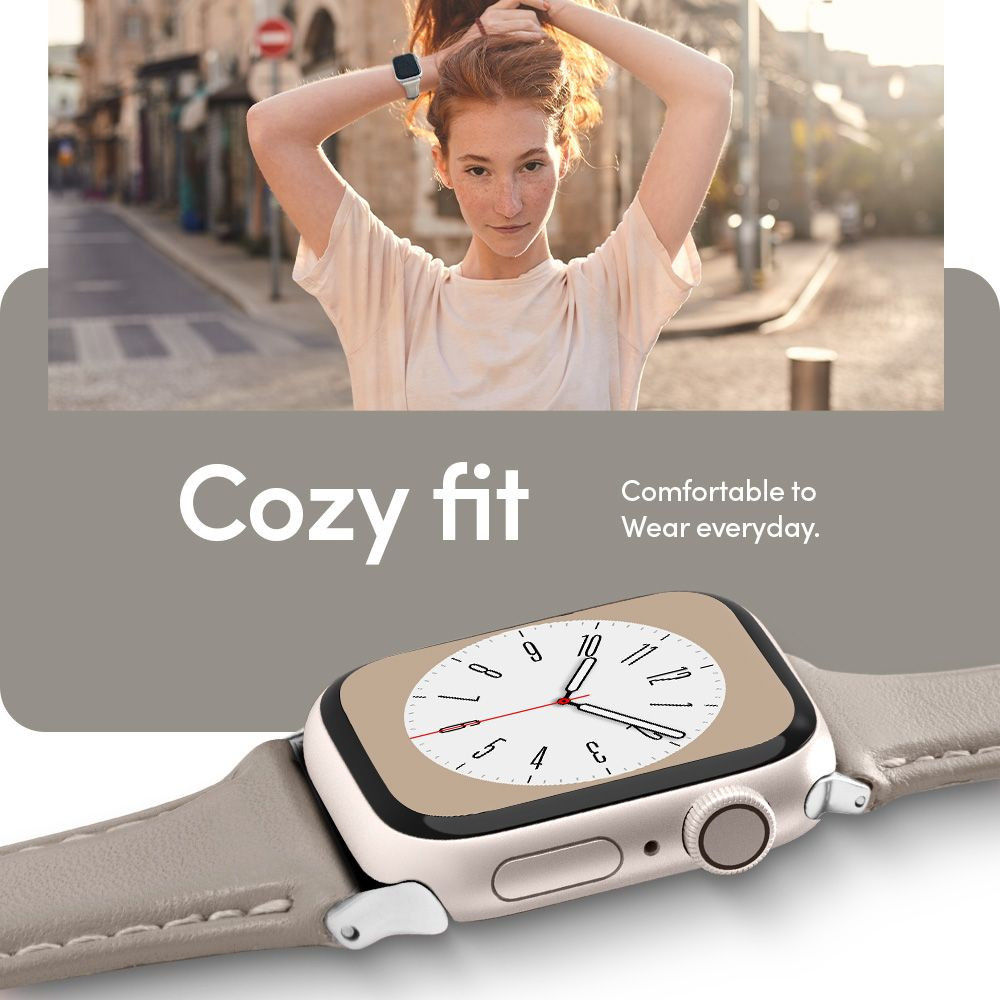 Spigen Cyrill Kajuk Apple Watch 4-9/SE 40/41MM Bandje Echt Leer Beige afbeelding 11