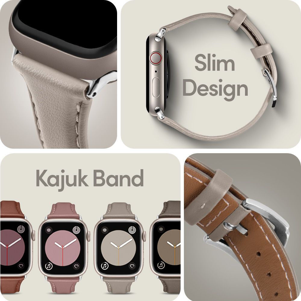 Spigen Cyrill Kajuk Apple Watch 4-9/SE 40/41MM Bandje Echt Leer Beige afbeelding 13