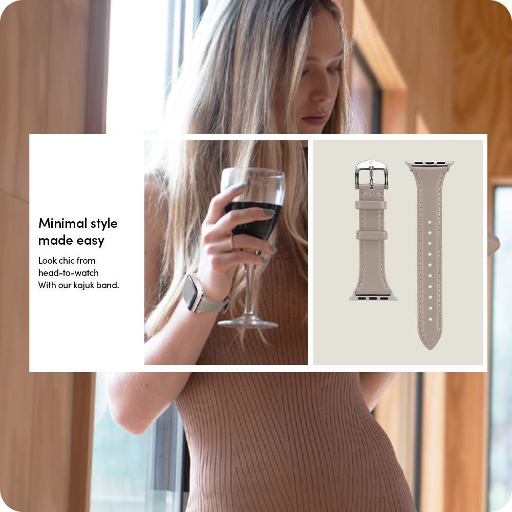 Spigen Cyrill Kajuk Apple Watch 4-9/SE 40/41MM Bandje Echt Leer Beige afbeelding 9