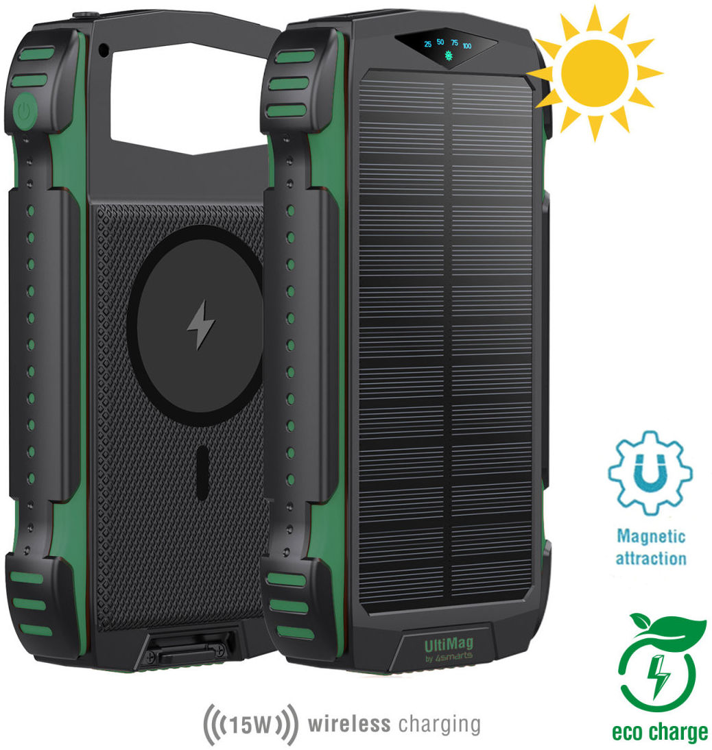 4smarts UltiMag TitanPack Solar MagSafe Powerbank 20.000 mAh Groen afbeelding 2