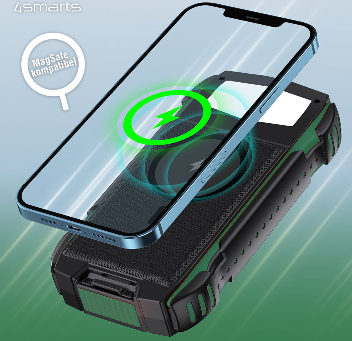4smarts UltiMag TitanPack Solar MagSafe Powerbank 20.000 mAh Groen afbeelding 3