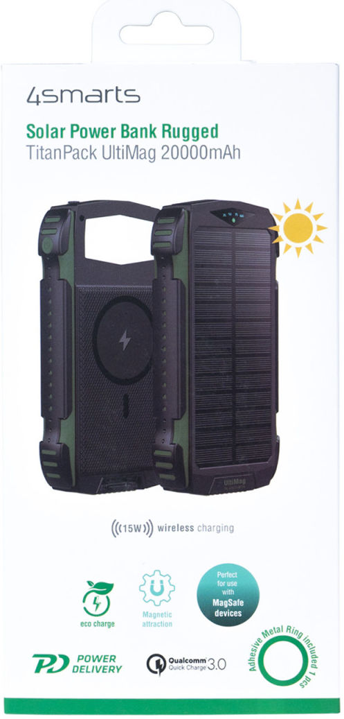 4smarts UltiMag TitanPack Solar MagSafe Powerbank 20.000 mAh Groen afbeelding 13