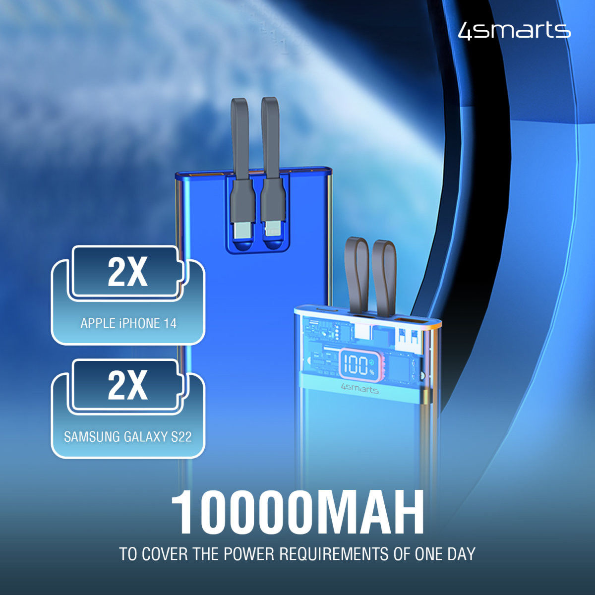 4smarts Powerbank 10.000 mAh Power Delivery Quick Charge 22.5W Grijs afbeelding 3