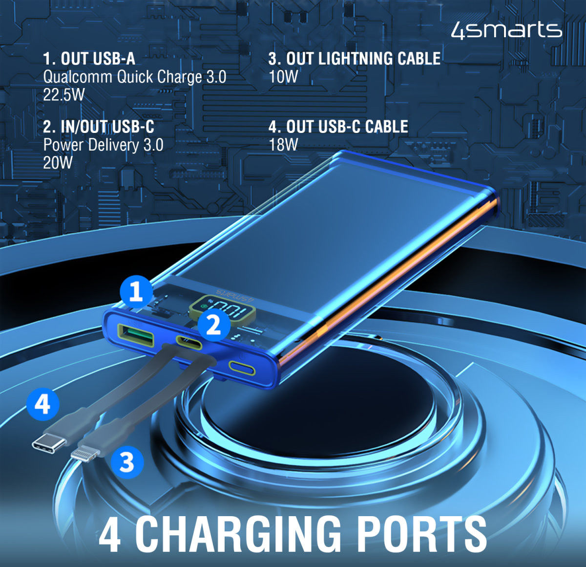 4smarts Powerbank 10.000 mAh Power Delivery Quick Charge 22.5W Grijs afbeelding 4