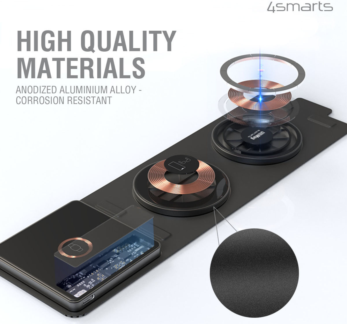 4smarts UltiMag Lucid 3-in-1 15W MagSafe Draadloze Oplader Zwart afbeelding 5
