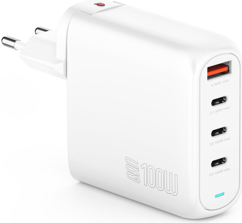 4smarts Flex Pro 100W 1x USB 3x USB-C Snellader Met Verlengkabel Wit afbeelding 7