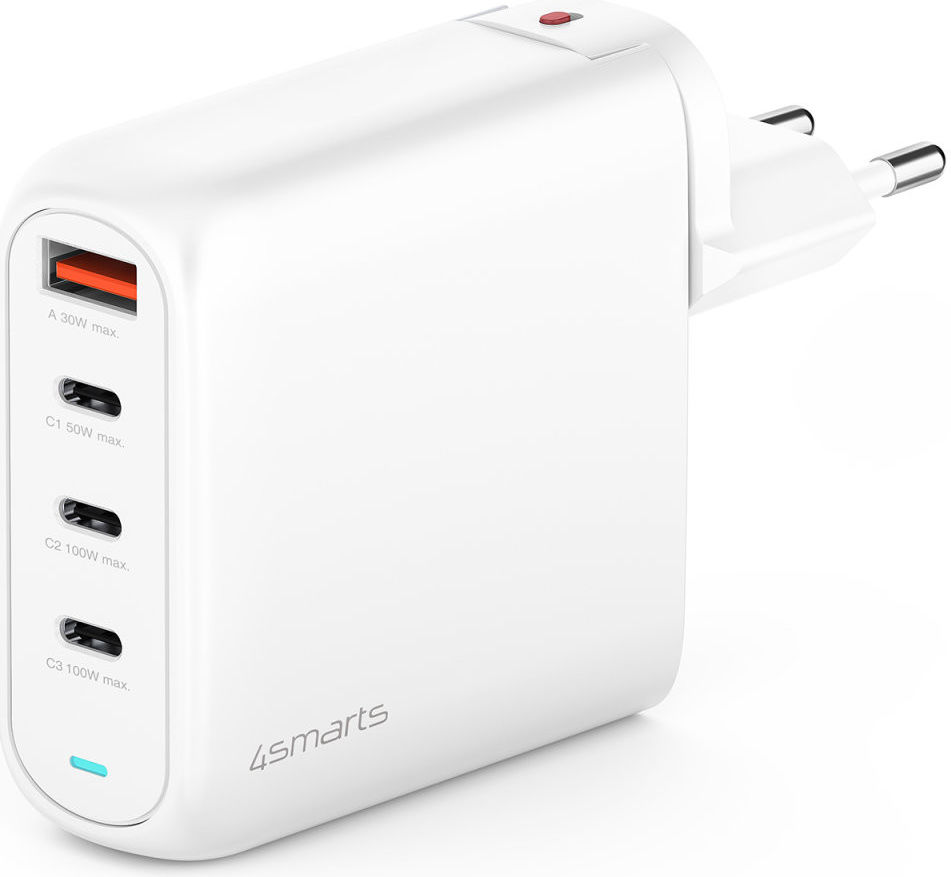 4smarts Flex Pro 100W 1x USB 3x USB-C Snellader Met Verlengkabel Wit afbeelding 9