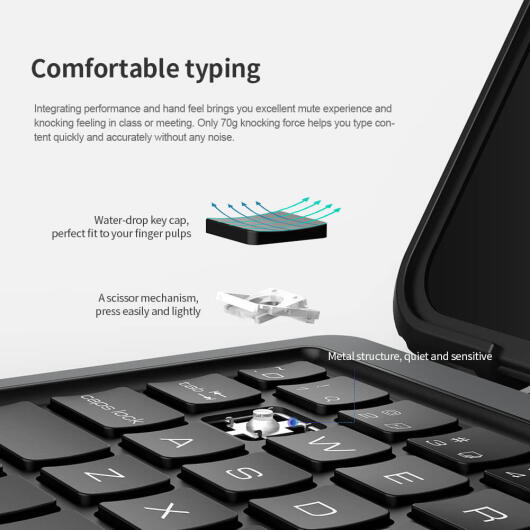 Nillkin Apple iPad 11 (2025) / 10.9 (2022) Bumper Hoes met Bluetooth Toetsenbord afbeelding 14