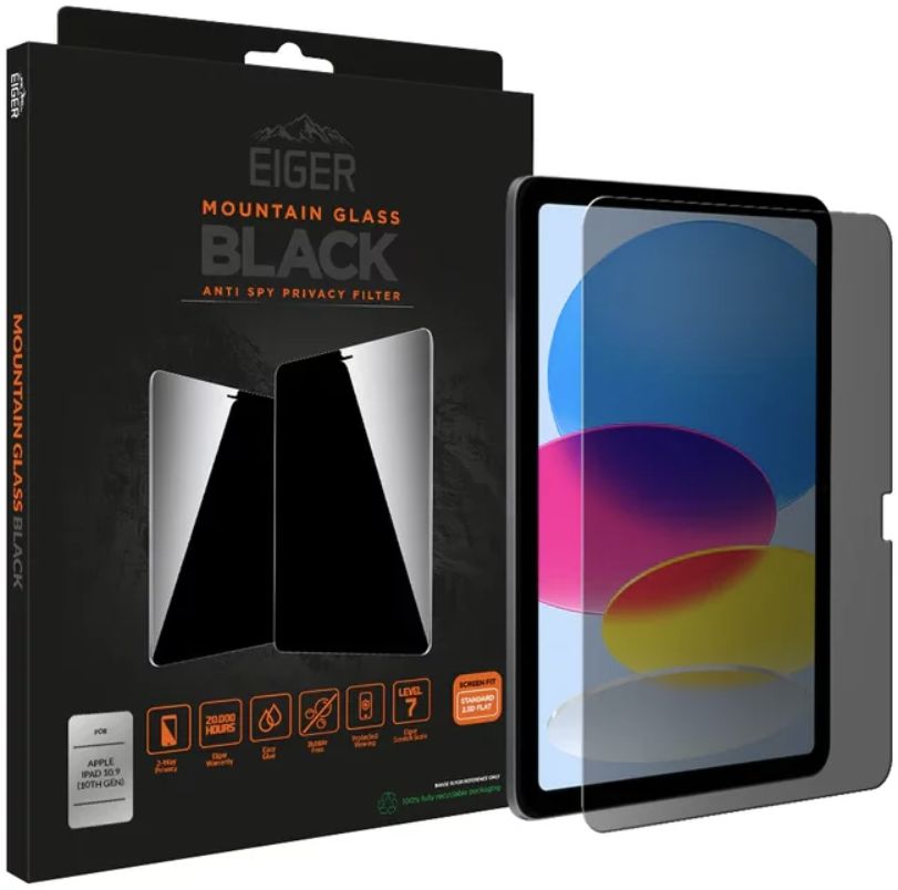 Eiger iPad 10.9 (2022) Privacy Glass Case Friendly Screen Protector afbeelding 1