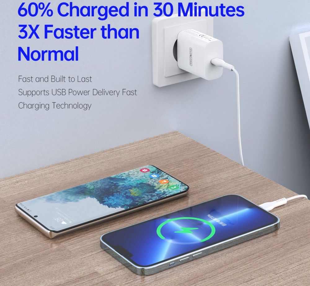 Duzonna T3 20W USB-C Snellader Power Delivery Adapter Fast Charge Wit afbeelding 4