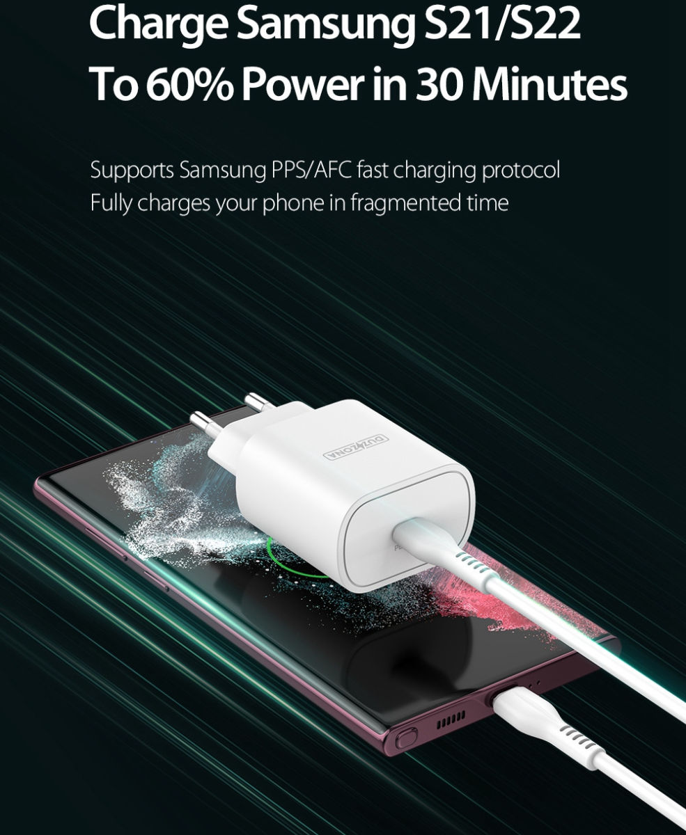 Duzonna T6 25W USB-C Snellader Power Delivery Adapter Fast Charge Wit afbeelding 5