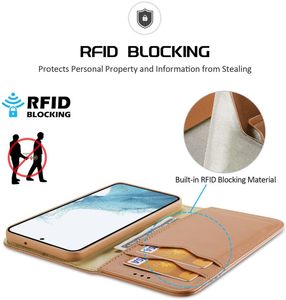 Dux Ducis Hivo Samsung Galaxy S23 Plus Hoesje RFID Book Case Bruin afbeelding 3